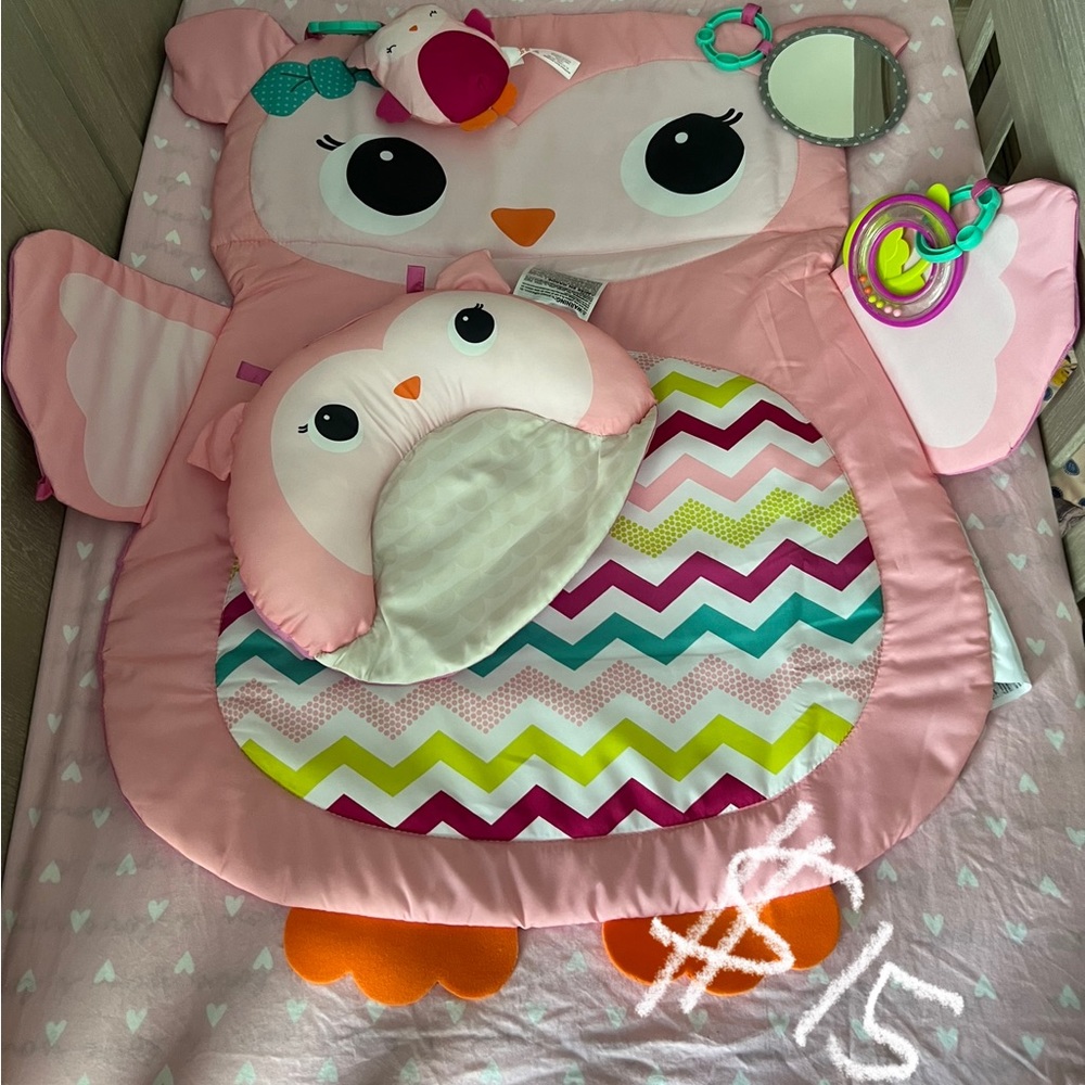Pink Owl Tummy Time Mat
